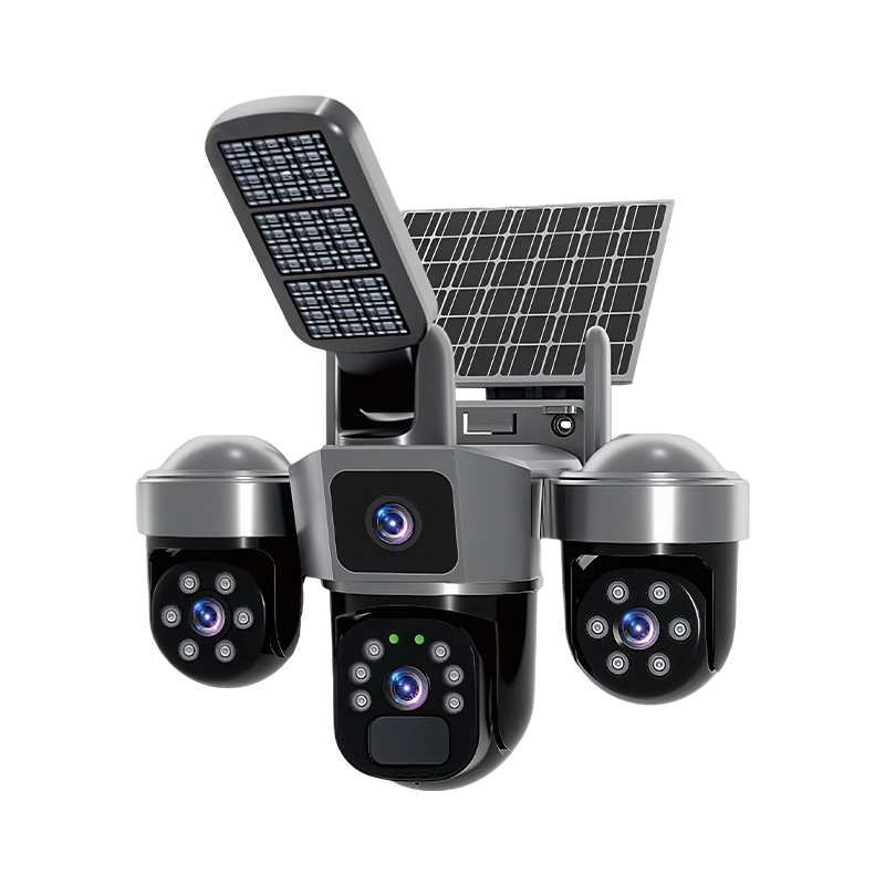 Home Security Flood Lights - 6MP V380 APP Zonne-energie Drievoudige Lens